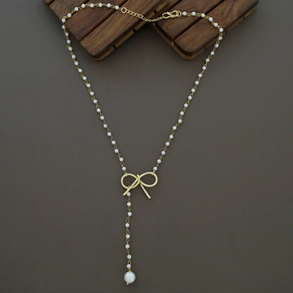 Layer Ribbon Pearl Neckpiece